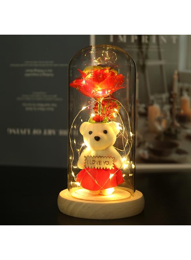Bluejw Eternal Flower Glass Cover Simulation Rose Flower Ornaments Night Light Creative Christmas Valentine's Day Tanabata Festival Creative Gift - Image 1