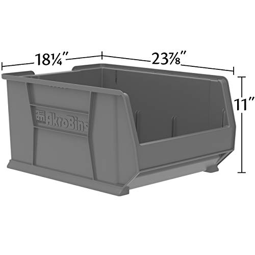 Akro-Mils 30289 Super-Size AkroBins Plastic Storage Bins, Space-Saving Stackable Bins for Garage, Classroom, Warehouse Organization, 24-Inch L x 18-Inch W x 12-Inch H, Grey, 1-Pack - Image 2