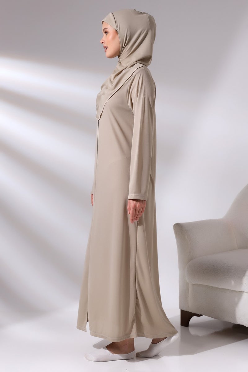İhvan Online فستان صلاة مغربي مغطى بالكامل بنقشة واحدة بأزرار للنساء من إهفان أونلاين  - Image 3