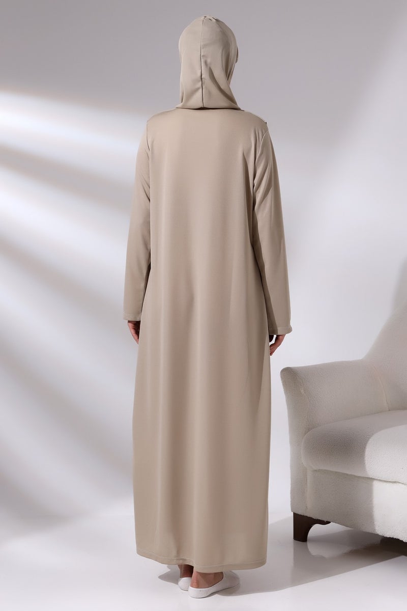 İhvan Online فستان صلاة مغربي مغطى بالكامل بنقشة واحدة بأزرار للنساء من إهفان أونلاين  - Image 4