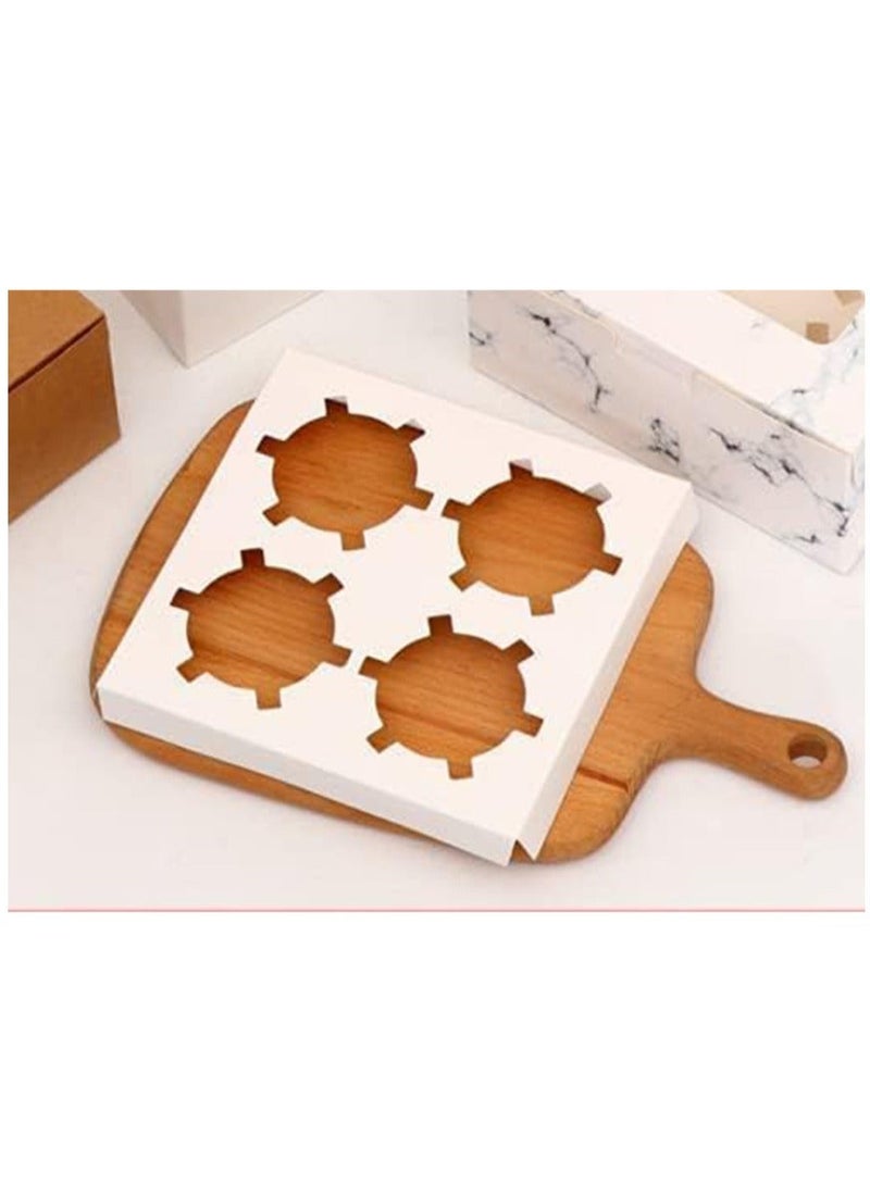 Red Dot Gift REDDOTGIFT® 4 Cavities Kraft Paper Cupcake Box (Pack of 12) with Inserts Cupcake Containers Bakery Cake Carriers for Home Dessert Shop (Marble) - Image 4