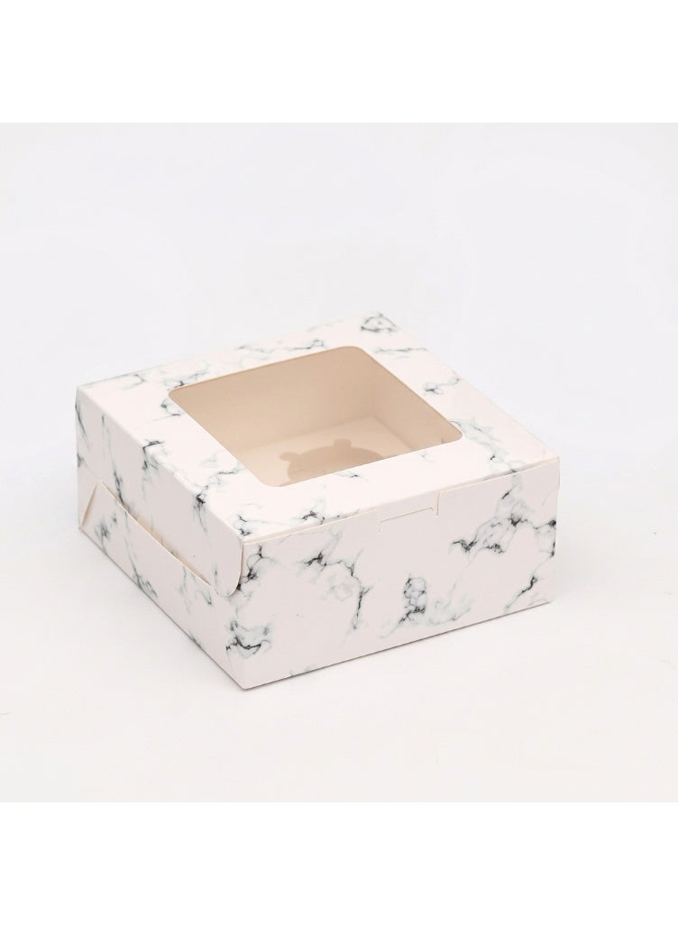 Red Dot Gift REDDOTGIFT® 4 Cavities Kraft Paper Cupcake Box (Pack of 12) with Inserts Cupcake Containers Bakery Cake Carriers for Home Dessert Shop (Marble) - Image 1