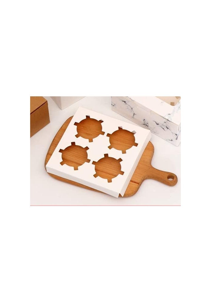Red Dot Gift صندوق كعك كرافت ورقي REDDOTGIFT® 4 تجاويف (عبوة من 12) مع إدراج حاويات كعك مخبز لحاملات الكعك لمتجر الحلويات المنزلي (رخامي) - Image 5