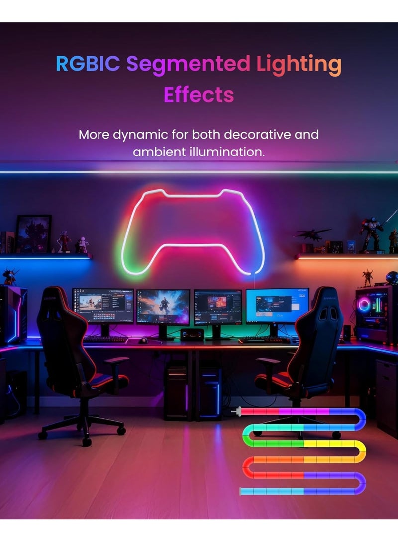 SwitchBot RGBIC Neon Rope Light 5M Smart LED Strip Light Matter Certified, Works with Apple Home & Google Home, Music Sync Neon Lights with 16 Million Colors, Flexible LED Rope Light for Bedroom Gaming Room Wall Decor - Image 4