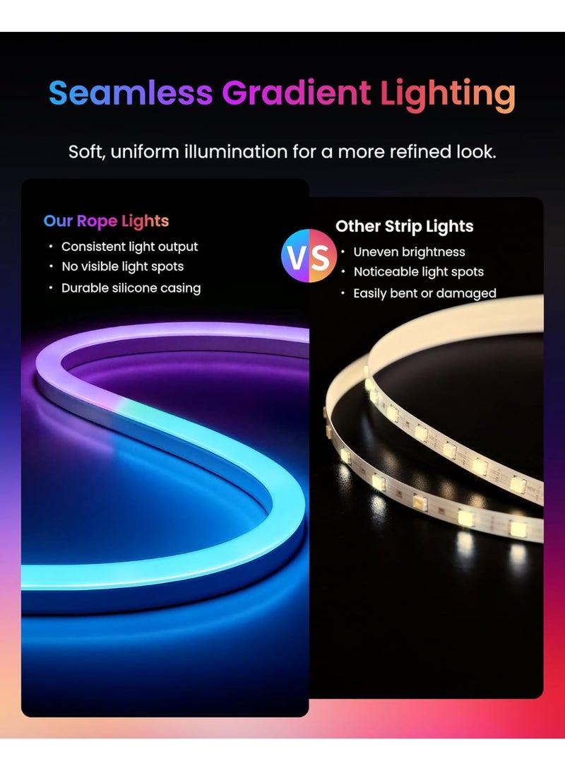 SwitchBot RGBIC Neon Rope Light 5M Smart LED Strip Light Matter Certified, Works with Apple Home & Google Home, Music Sync Neon Lights with 16 Million Colors, Flexible LED Rope Light for Bedroom Gaming Room Wall Decor - Image 3