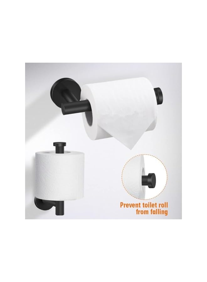 PROMASS 5-Pieces Matte Black Bathroom Hardware Set SUS304 Stainless Steel Round Wall Mounted Bathroom Accessories Kit(Includes 24" Hand Towel Bar, Toilet Paper Holder, 3 Robe Towel Hooks) - Image 3