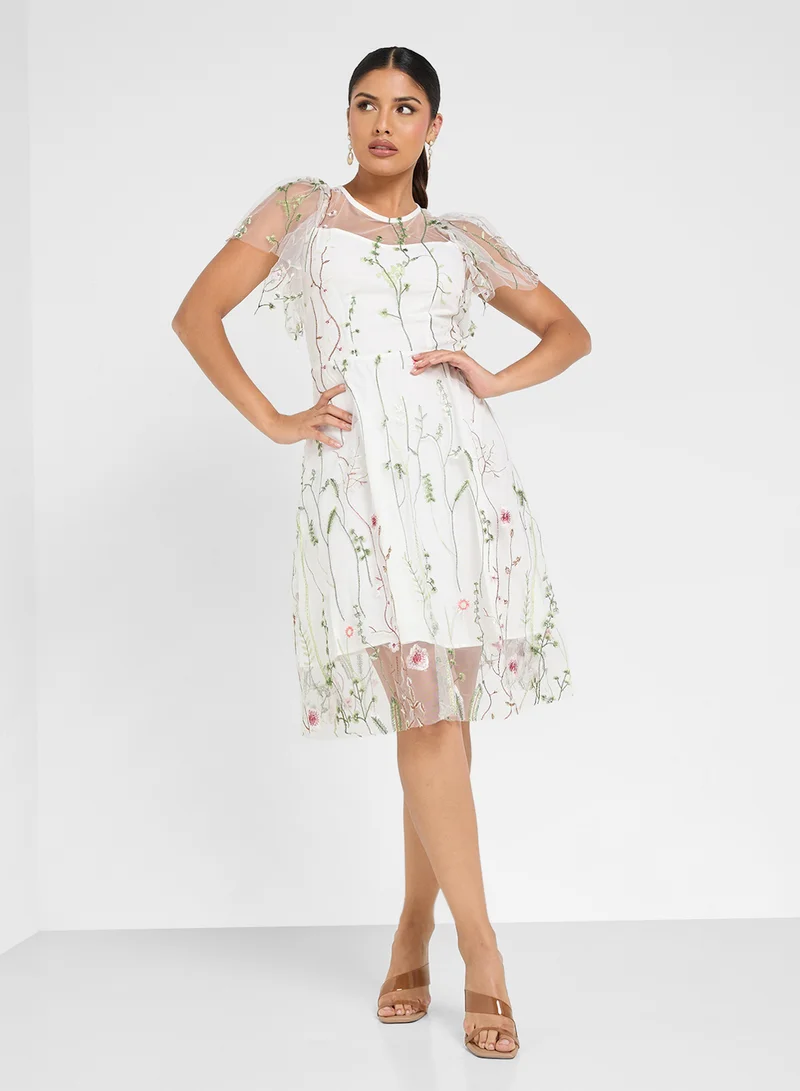 ELLA Floral Appliqued Dress