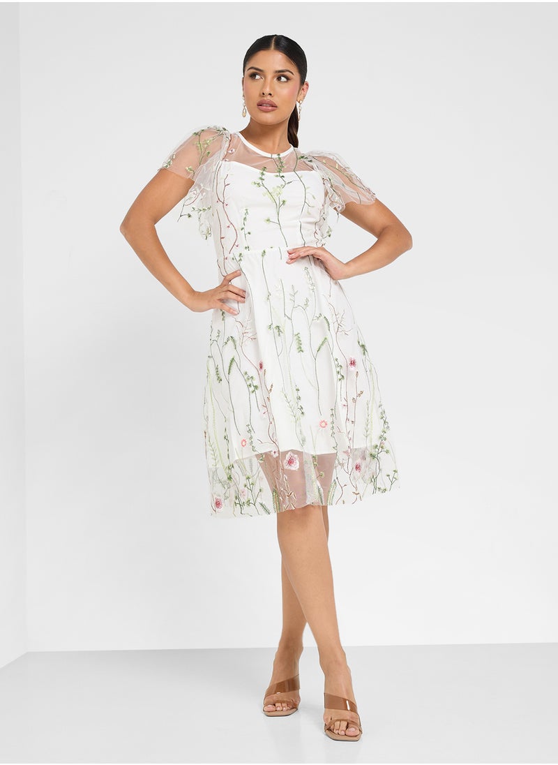 ELLA Floral Embroidered Dress  - Image 4