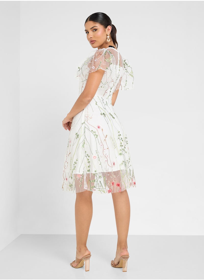 ELLA Floral Embroidered Dress  - Image 2