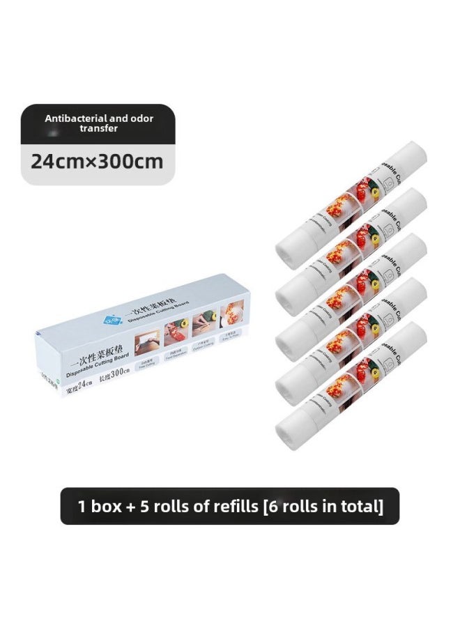 Generic Disposable Cutting Board Pe Pad Anti-skid Antibacterial Kitchen Cutting Board Meat Cutting Paper Outdoor Plate Vegetable Cutting Chopping Board Supplementary Food Sticking Board-Color:Default Items-Specifications:1 Box + 5 Rolls Of Refills  - Image 1
