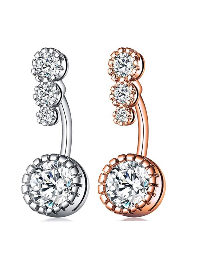 حلقات زر البطن من الفولاذ الجراحي 316L، حلقات السرة الشفافة، حلقات البطن، مجوهرات ثقب السرة، مجوهرات ثقب البطن (فضية) - Image 2