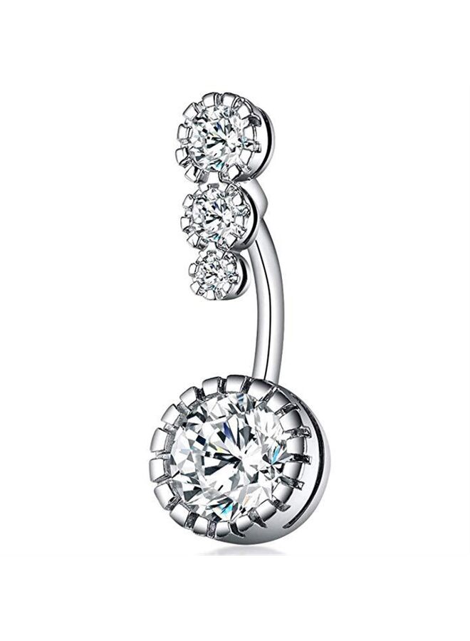 حلقات زر البطن من الفولاذ الجراحي 316L، حلقات السرة الشفافة، حلقات البطن، مجوهرات ثقب السرة، مجوهرات ثقب البطن (فضية) - Image 1