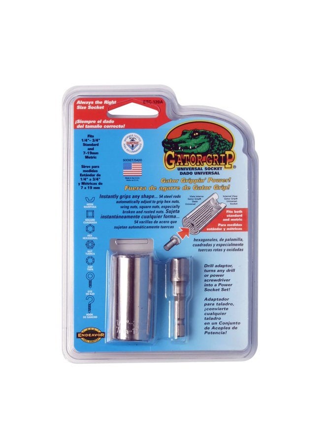 Gator grip The Original Self-Adjusting Universal Socket with Power Drill Adapter. Self-Adjusts for Shape and Size as well as Standard and Metric application - Image 2