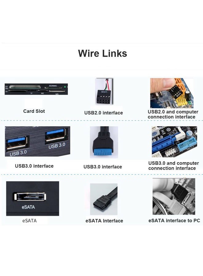 ciciglow Internal Card Reader, 5.25inches Multifunction Internal Card Reader Card Reader Accessory with eSATA and USB 3.1 Port - Image 5