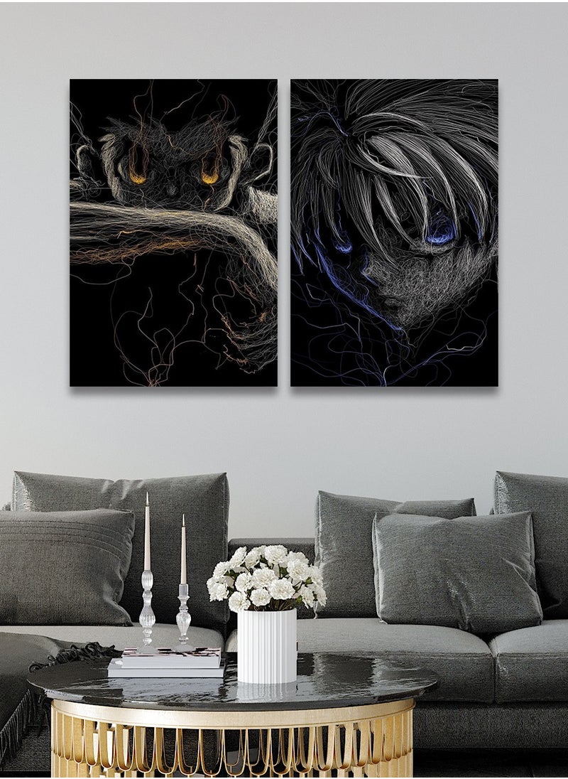 ماركتنا لوحة جدارية فنية لتزين الحائط بتصميم أنمي, قطعتين ,القياس:80x60سم  - Image 1