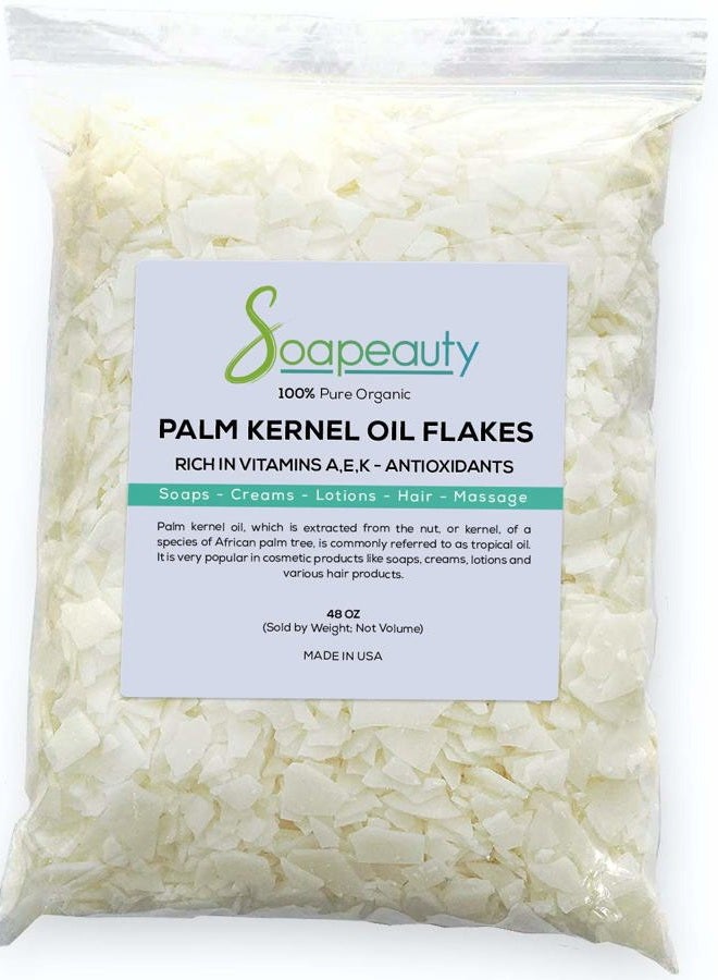 Soapeauty رقائق زيت نواة النخيل | زيت نواة النخيل النقي غير المكرر لصنع الصابون ومستحضرات التجميل | الأحجام من 4 أونصات إلى 10 أرطال | (48 أونصة) - Image 1