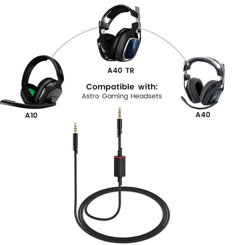 weishan A40 Cord Replacement for Astro A10 A40 TR Gaming Headsets, 3.5mm(1/8") Braided Detachable Audio Cable with Inline Mic Mute Switch, 6ft Long - Image 2