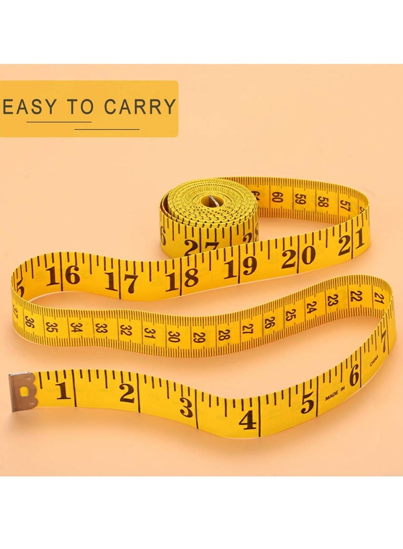 2 Pack Thicken Cloth Ruler Tape Measure, 300 cm Soft Pocket Measuring Tape, Double Scale (White, Yellow)  - Image 3