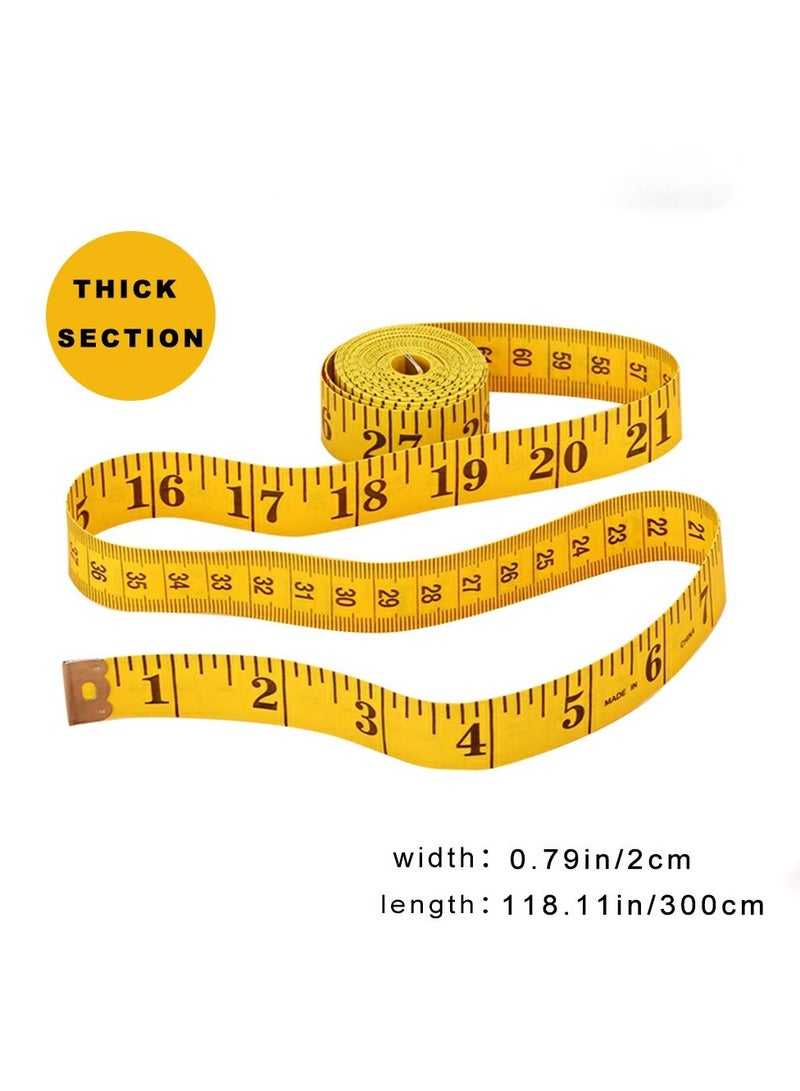 2 Pack Thicken Cloth Ruler Tape Measure, 300 cm Soft Pocket Measuring Tape, Double Scale (White, Yellow)  - Image 2