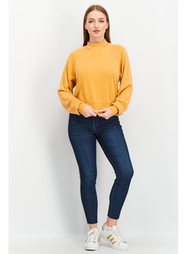 FOREVER 21 Women Mock Neck Long Sleeve Sweater, Mustard  - Image 4