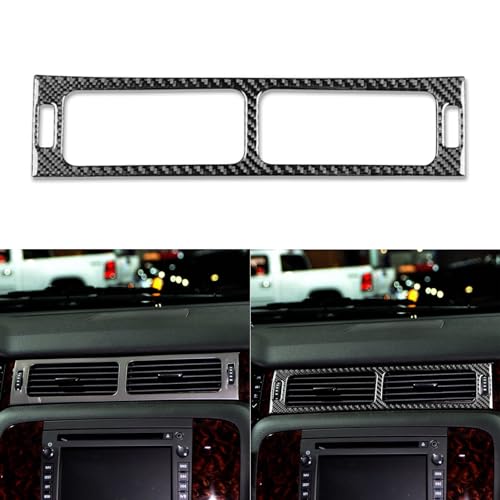 PJFUS Real Premium Black Carbon Fiber Car Central Air Conditioner Outlet Vent Frame Trim Compatible with Chevrolet Avalanche/Silverado LTZ 2007-2013 Auto Interior Decoration Accessories - Image 1