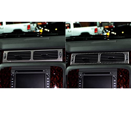 PJFUS Real Premium Black Carbon Fiber Car Central Air Conditioner Outlet Vent Frame Trim Compatible with Chevrolet Avalanche/Silverado LTZ 2007-2013 Auto Interior Decoration Accessories - Image 4