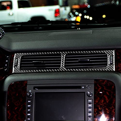 PJFUS Real Premium Black Carbon Fiber Car Central Air Conditioner Outlet Vent Frame Trim Compatible with Chevrolet Avalanche/Silverado LTZ 2007-2013 Auto Interior Decoration Accessories - Image 2