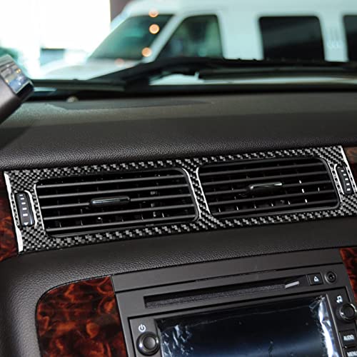 PJFUS Real Premium Black Carbon Fiber Car Central Air Conditioner Outlet Vent Frame Trim Compatible with Chevrolet Avalanche/Silverado LTZ 2007-2013 Auto Interior Decoration Accessories - Image 3