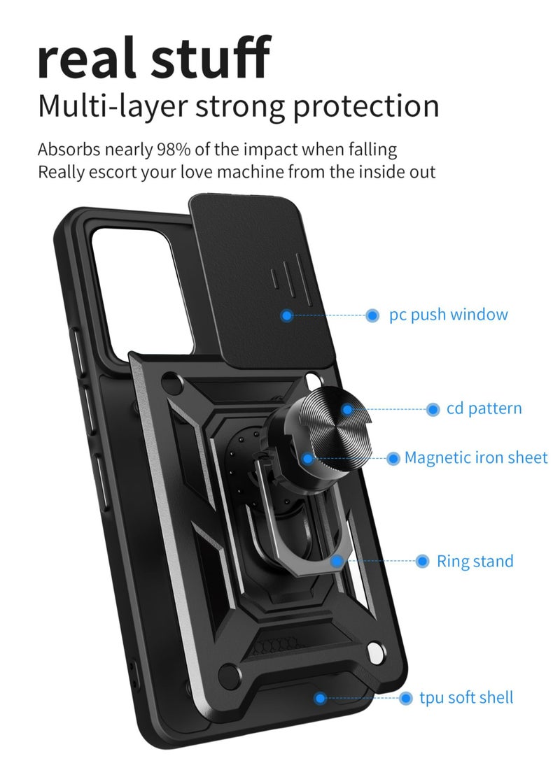 VIVO V30 5G / V30 برو 5G الهاتف المحمول الإسكان ، انزلاق الكاميرا عدسة تغطية + 360 درجة قوس دوار خاتم + دعم المغناطيسي سيارة الهاتف المحمول الإسكان للصدمات - Image 2
