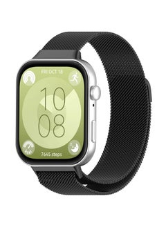 Generic Straps Compatible with Huawei Watch Fit 3 Adjustable Magnetic Stainless Steel Smartwatch Band for Men and Women,Black  - Image 1