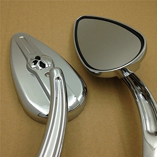 Generic SMT-MOTO SMT-Skull Flame Side Mirrors Compatible With 1984-2014 universal to Sportster 883 Custom XL883C most Harley bike chrome [B00RW59D8Q]  - Image 1