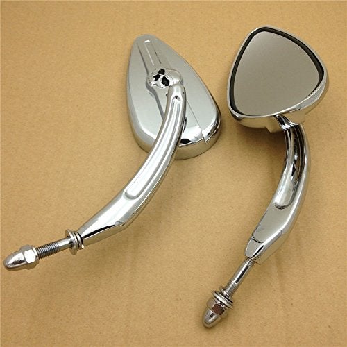 Generic SMT-MOTO SMT-Skull Flame Side Mirrors Compatible With 1984-2014 universal to Sportster 883 Custom XL883C most Harley bike chrome [B00RW59D8Q]  - Image 2
