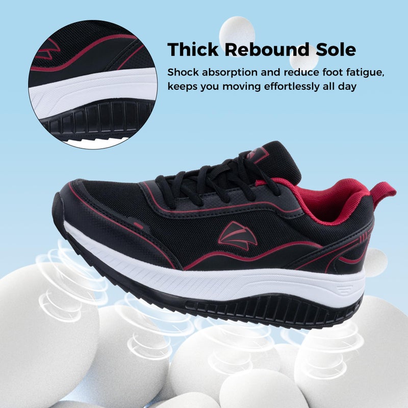 Autper Womens Arch Support Walking Shoes Plantar Fasciitis Orthotic Tennis Sneakers Comfortable Gym Sports Workout Shoe BlackRed Size 8 - Image 3