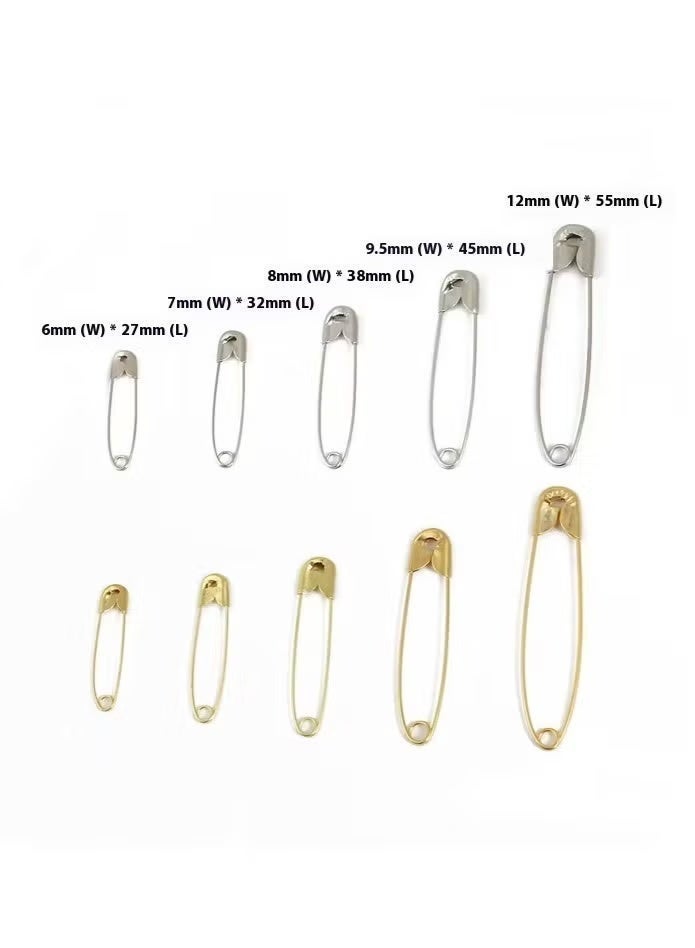 YUFAN Rust-Resistant Safety Pins, 150-Pack, 5 Sizes, Secure Safety Clasp, Gold Finish, Organized Storage Box, for Sewing, Quilting, Hijab Styling and Clothing Repair, Gold - Image 3