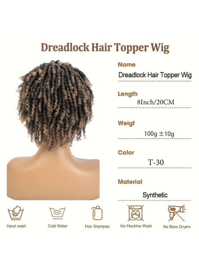 Mens Dreadlock Hair Topper 8 Inch Short Natural Look Wig T G Color Low Maintenance - Image 4