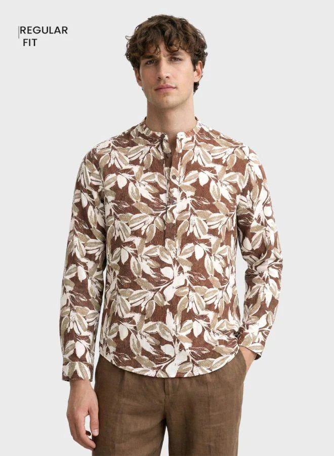 The Indian Garage Co Men Regular Fit Printed Round Neck Full Sleeves Shirt