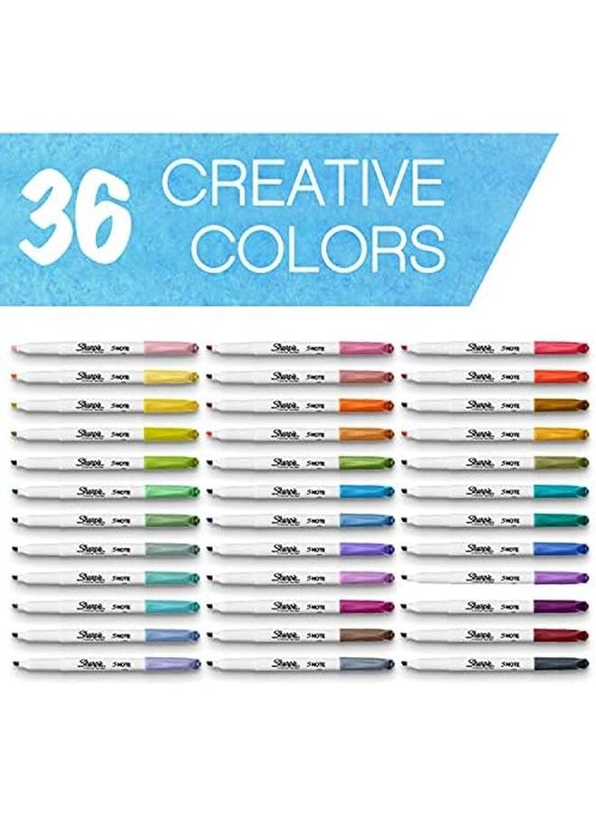 Sharpie - S Note Creative Markers Pastel Highlighters Art Marker Set Assorted Colors Chisel Tip 36 Count - Image 1