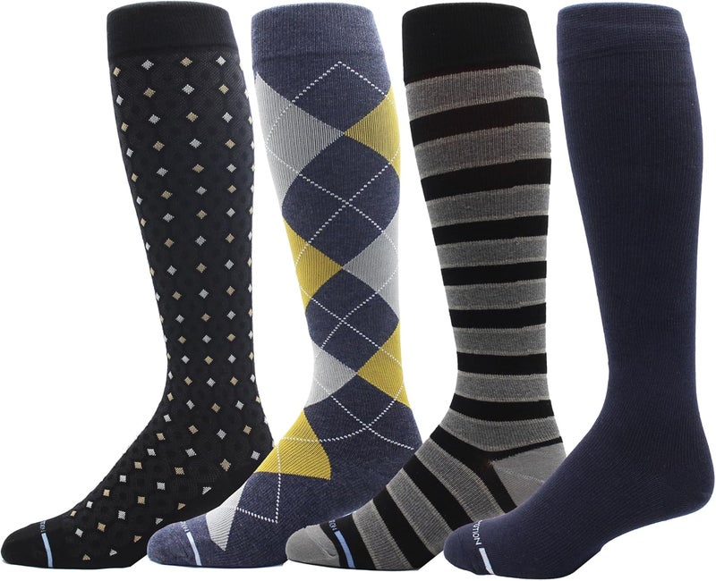 Dr Motion 4 Pairs Men's Athletic Traveler Graduated Compression Knee High Socks - Image 1