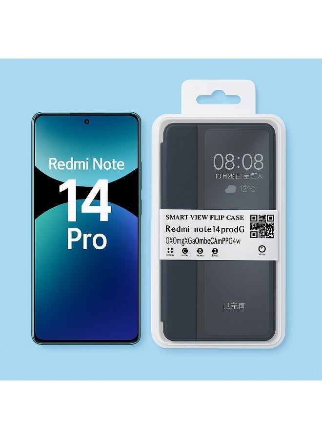 Smart Flip Front & Back Full Protection Case – Elegant & Stylish Cover for Redmi Note 14 Pro / Redmi Note 14 Pro Plus – Black - Image 4