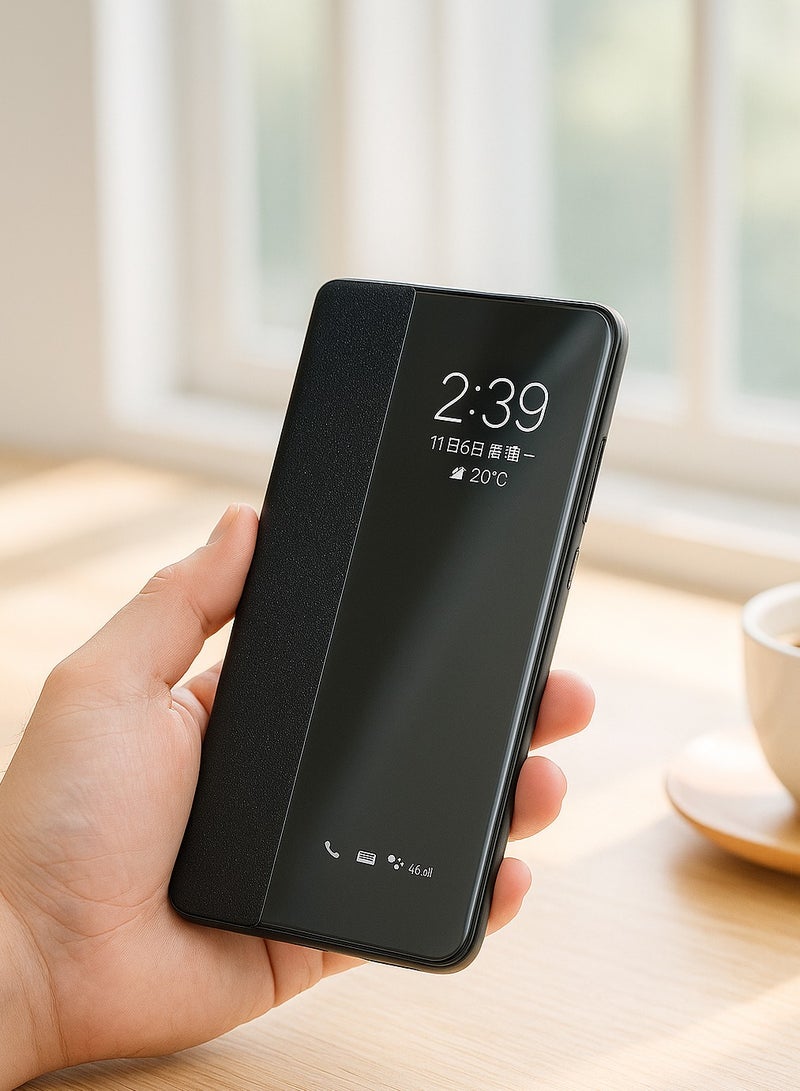 Smart Flip Front & Back Full Protection Case – Elegant & Stylish Cover for Redmi Note 14 Pro / Redmi Note 14 Pro Plus – Black - Image 1