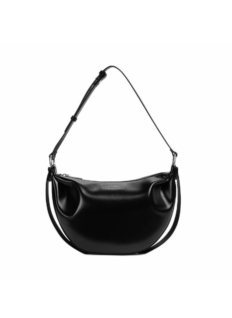 Charles & Keith - CHARLES & KEITH  Shoulder Bag & Crossbody Bag Calla Half-Moon Bag - Black - Image 1
