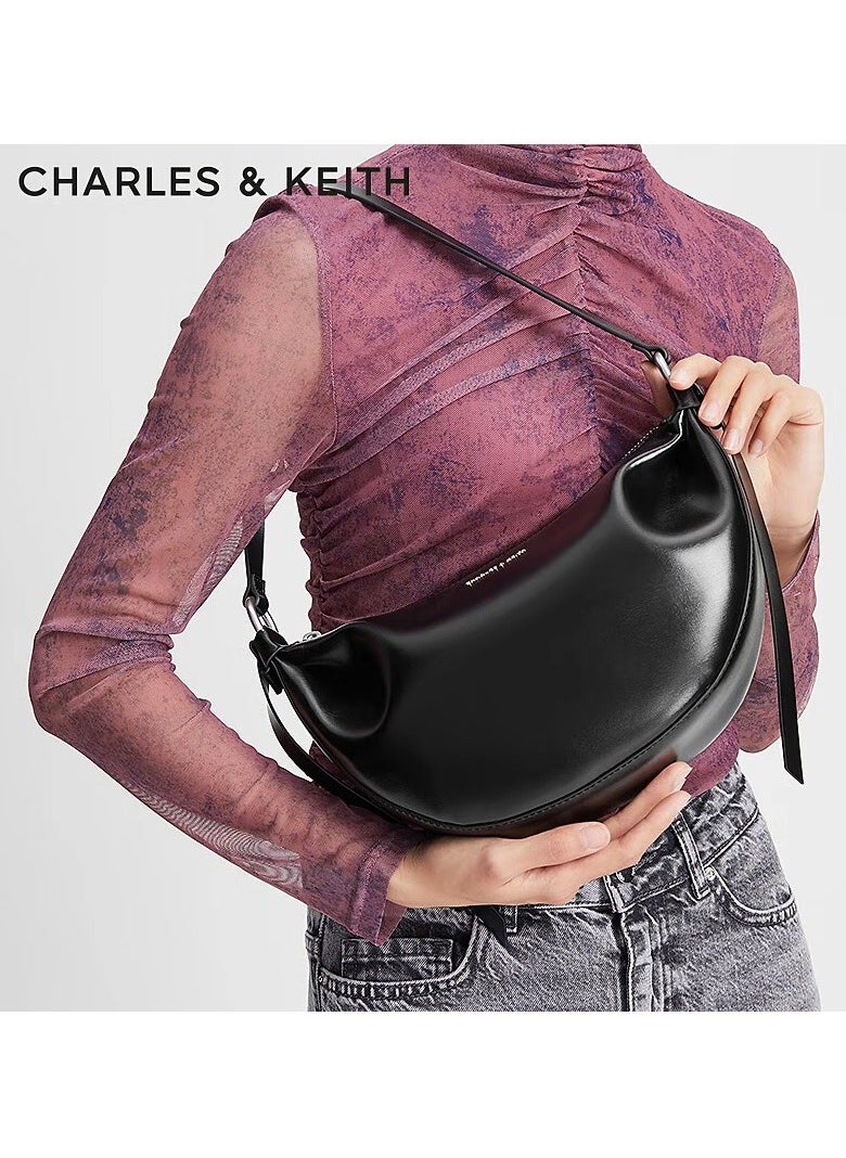 Charles & Keith - CHARLES & KEITH  Shoulder Bag & Crossbody Bag Calla Half-Moon Bag - Black - Image 1