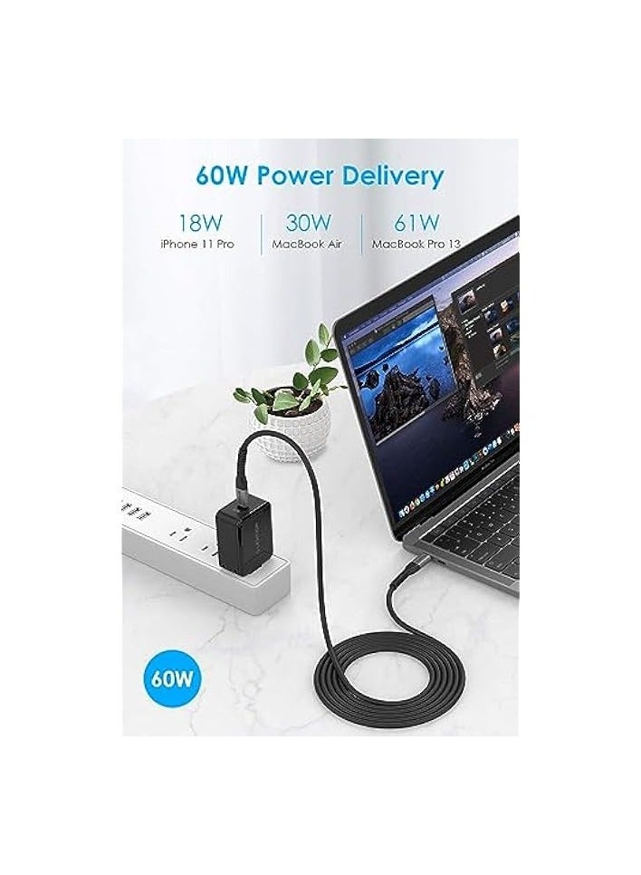 Lention USB C to USB C Cable 3.3ft 60W, LENTION Type C 20V/3A Fast Charging Braided Cord Compatible with 2023-2017 MacBook Pro, 2019/2018 iPad Pro & Mac Air, Samsung Galaxy Note 9 S10 S9,  - Image 2