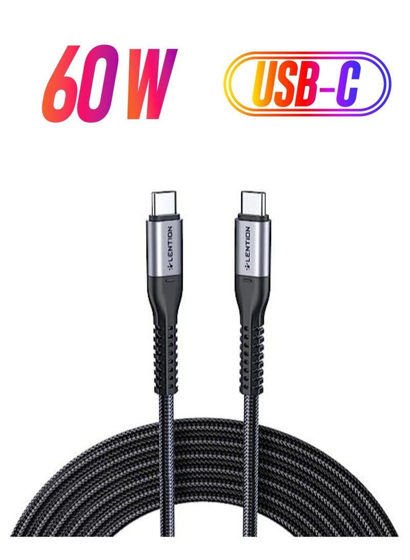 Lention USB C to USB C Cable 3.3ft 60W, LENTION Type C 20V/3A Fast Charging Braided Cord Compatible with 2023-2017 MacBook Pro, 2019/2018 iPad Pro & Mac Air, Samsung Galaxy Note 9 S10 S9,  - Image 1