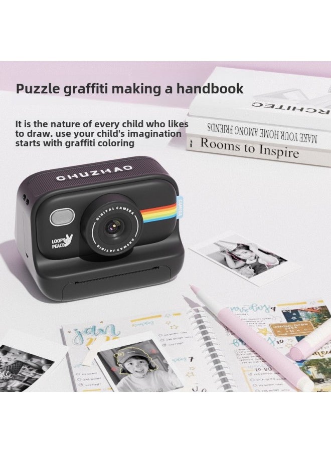 Generic Explosions Children's Camera Photographable Printable Toy HD Polaroid Digital Camera Direct Sales-Color:Black With 3 Rolls Of Printing Paper With Memory Card  - Image 3