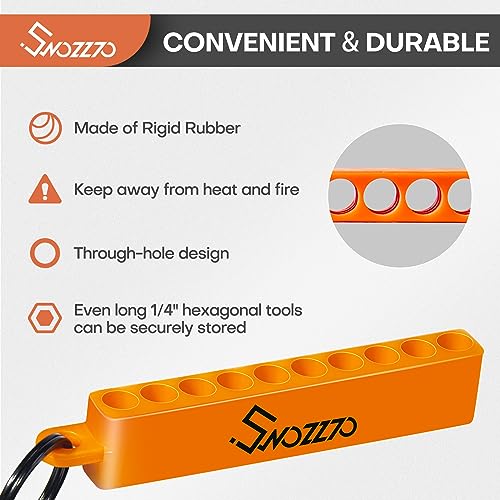 Swozzto 6PCS(3PCS Black+3PCS Orange)10-Hole Screwdriver Bit Holder with Carabiner,1/4" Hex Drill Storage Organizer,for All 1/4" Hex Shank Bit & Drill Storage Case - Image 3