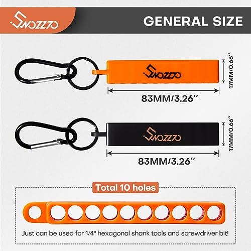 Swozzto 6PCS(3PCS Black+3PCS Orange)10-Hole Screwdriver Bit Holder with Carabiner,1/4" Hex Drill Storage Organizer,for All 1/4" Hex Shank Bit & Drill Storage Case - Image 2