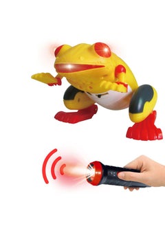 Fitto Laser Remote Control Frog Toy - Life Like with Jumping, Sound and Light, Yellow