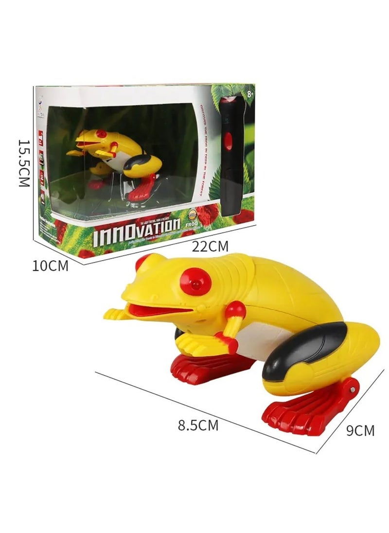 FITTO - Fitto Laser Remote Control Frog Toy - Life Like with Jumping, Sound and Light, Yellow - Image 1