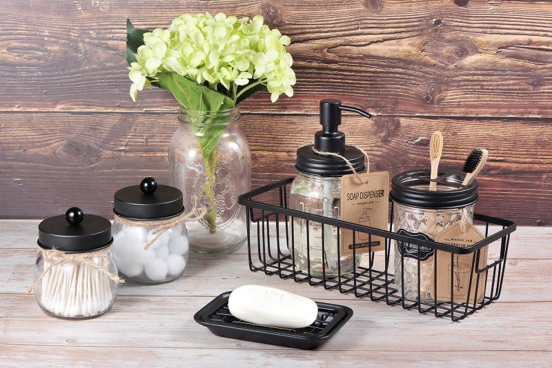 SheeChung Farmhouse Decor Metal Wire Bathroom Storage Organizer Basket Bins - for Cabinets, Shelves, Closets, Vanity Countertops, Under Sinks, Pantry, Laundry Room, Garage - Small, 2 Pack (Black) - Image 5